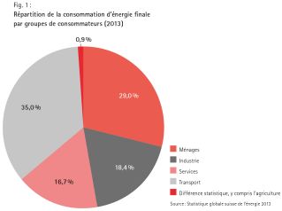 Fig. 1 : Répartition de la consommation d’énergie finale par groupes de consommateurs (2013)